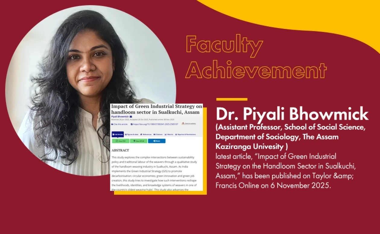 Dr. Piyali Bhowmick’s has been published an article on Taylor & Francis Online on 6 November 2025
