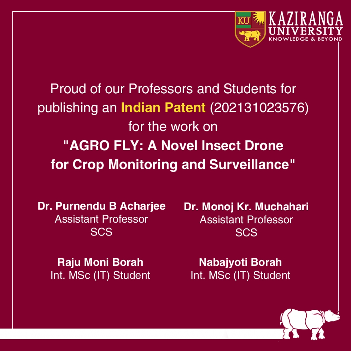 KU Faculties Publish Indian Patent