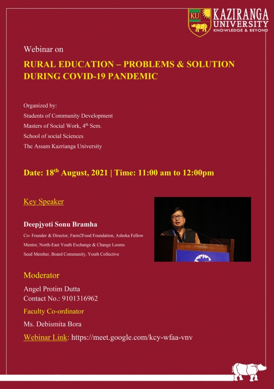 Webinar on Rural education-problems and solution during Covid-19 pandemic