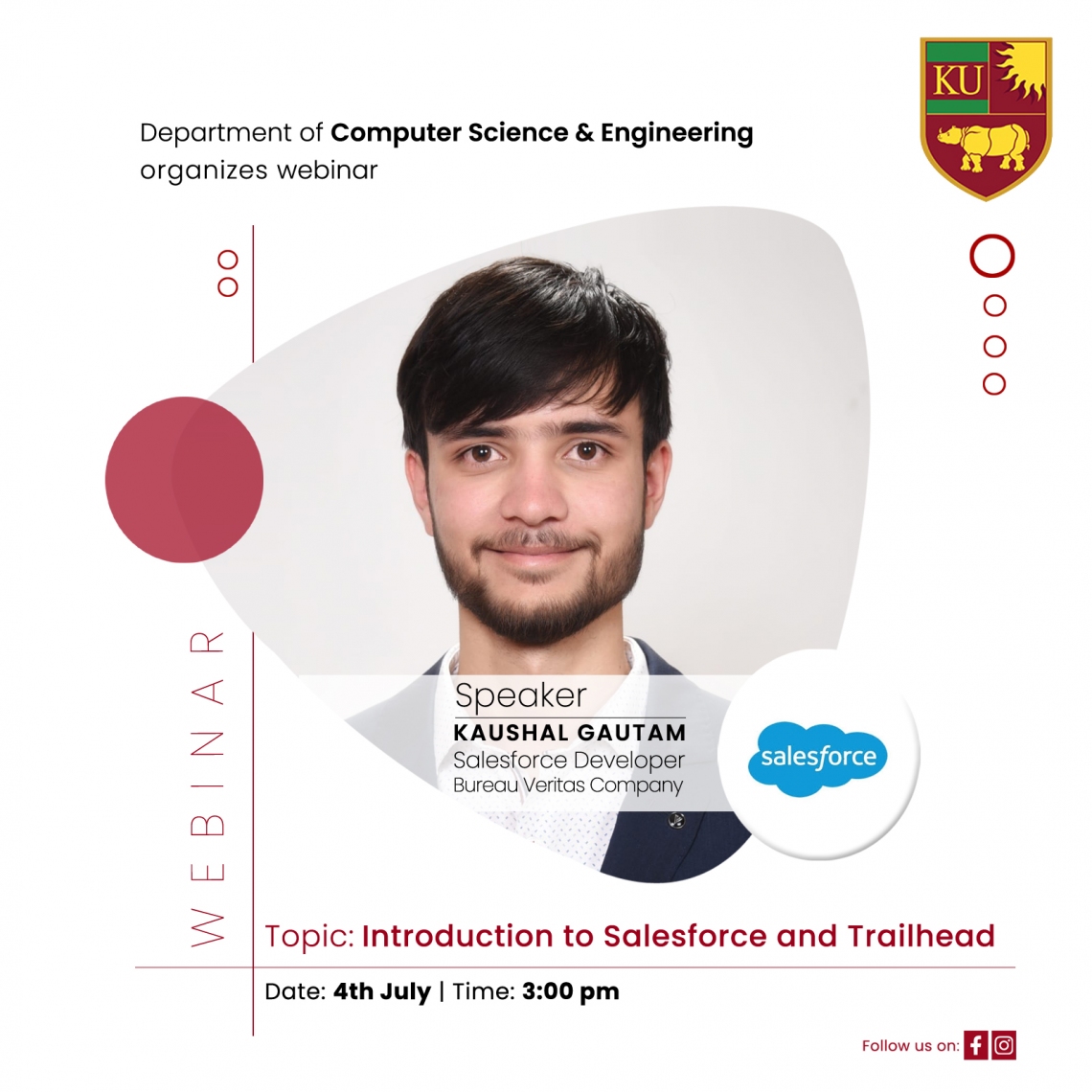 Webinar on the topic, "Introduction to Salesforce and Trailhead" with seasoned speaker Mr. Kaushal Gautam