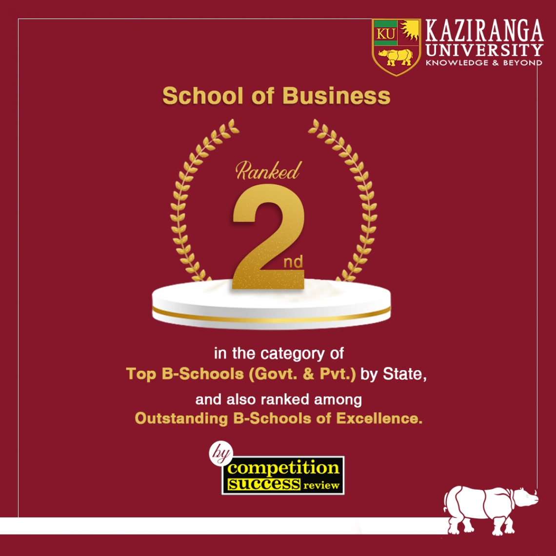 SOB ranked 2nd in the "Top B-school in (Govt and Private), 2021 by State"